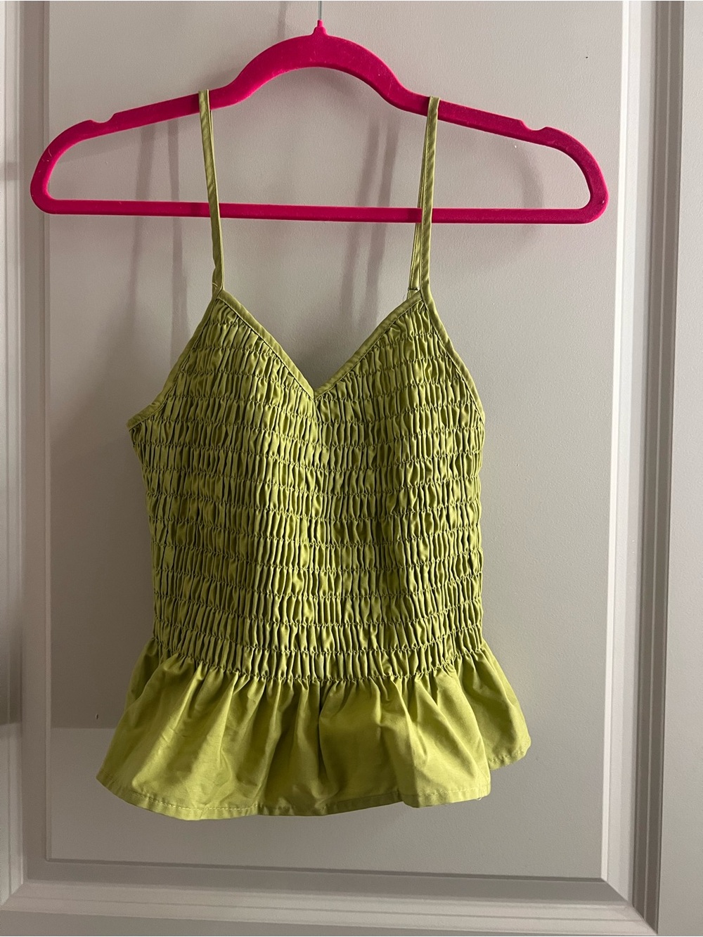 Forever 21 Lime Green Smocked Peplum Cami